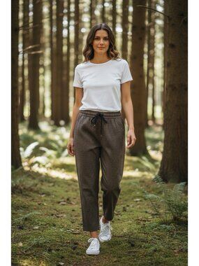 Susan Graver A46070 Yarn-Dyed Woven Pull-On Cargo Pants Medium